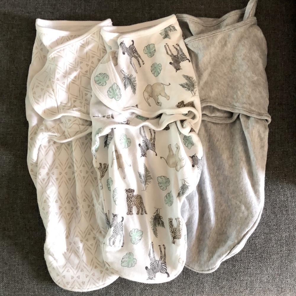 Aden + Anais 3 pack swaddles. 0-3 months. Gender neutral prints.